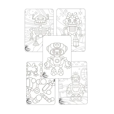 Build your dream robot colouring book sample pages